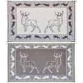 Black/Beige Reversible Outdoor Mat with Deer Pattern B313