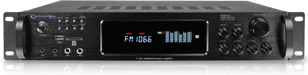 1500 Watt Bluetooth Home Stereo Amplifier with USB and SD Inputs Y190984