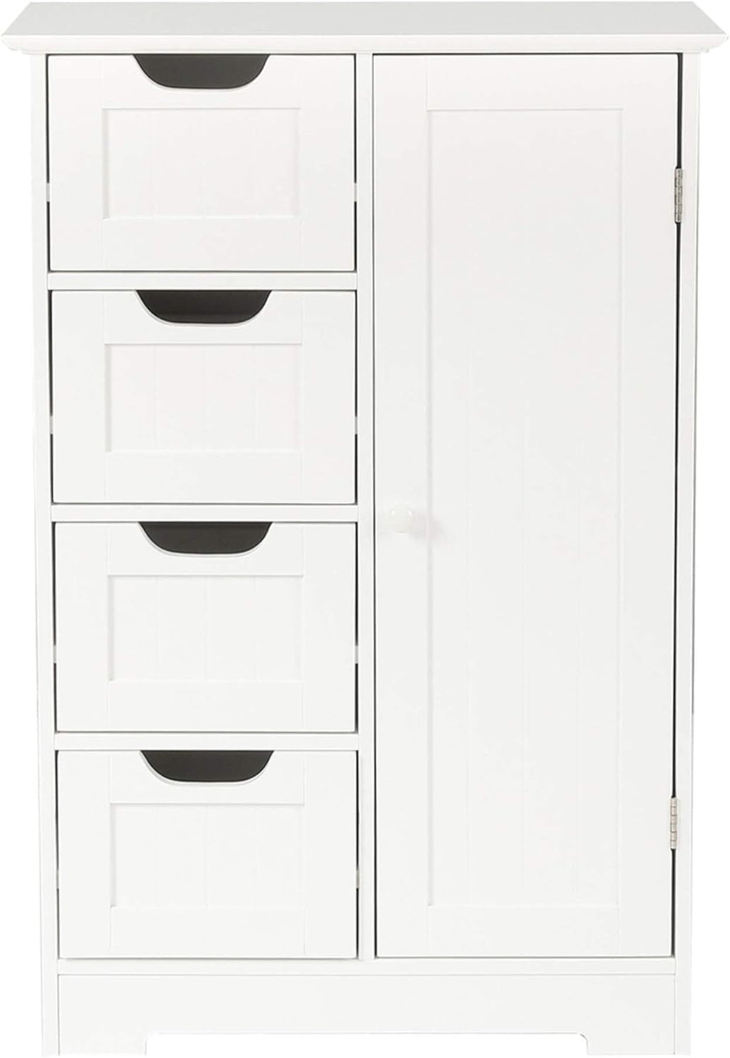 White 22 inch Wood Bathroom Floor Storage Cabinet with 4 Drawer B559