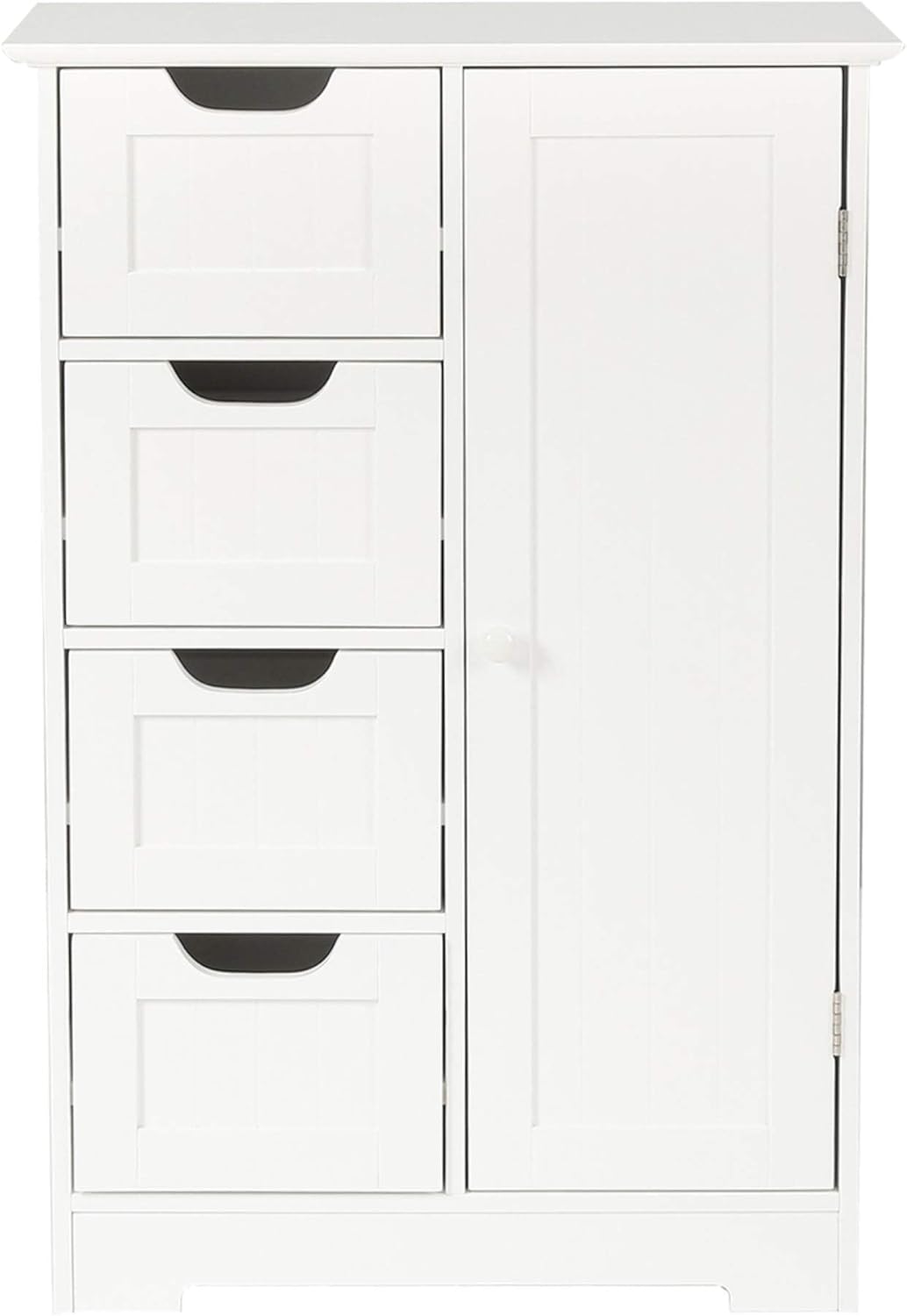 White 22 inch Wood Bathroom Floor Storage Cabinet with 4 Drawer B559