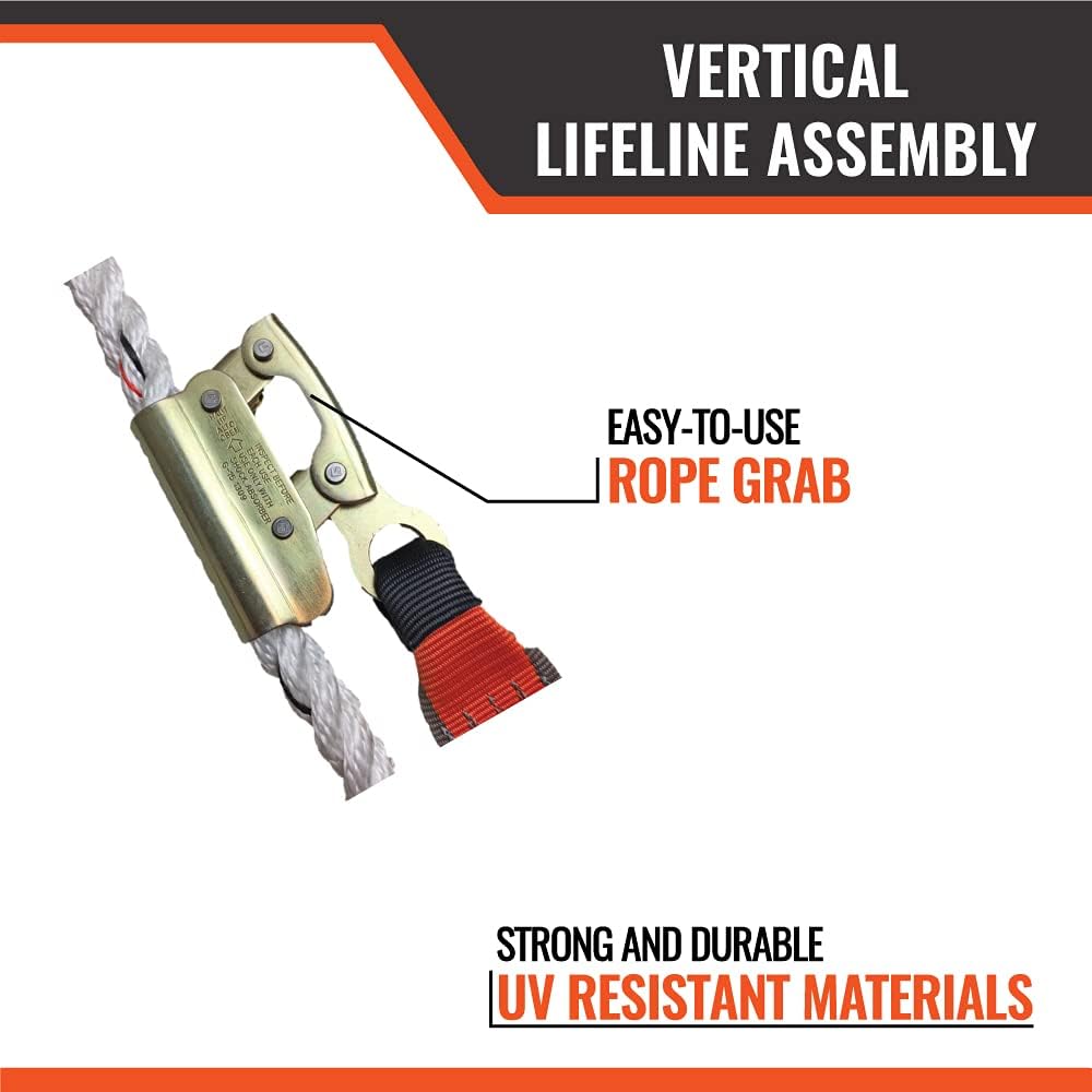 25’ Vertical Lifeline Assembly with Shock Absorber and Extension Lanyard X86912