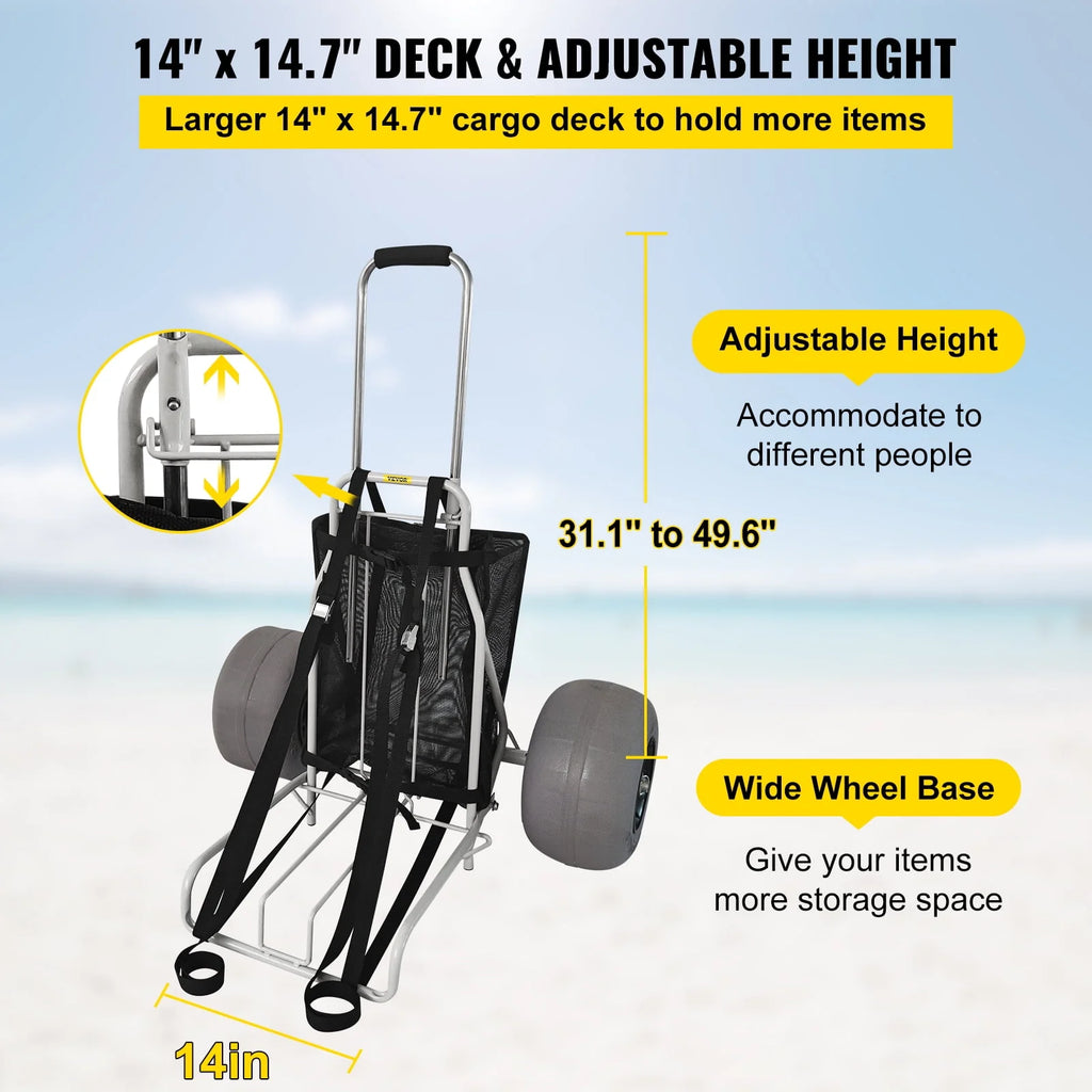 Folding Beach Cart with 12 TPU Balloon Wheels J732149