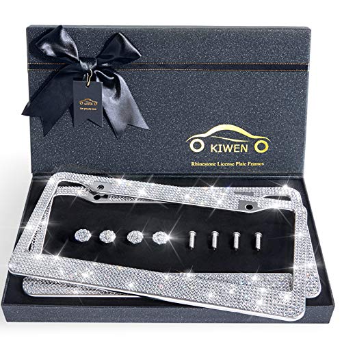 2 Pack Rhinestone Stainless Steel License Plate Frames U1750