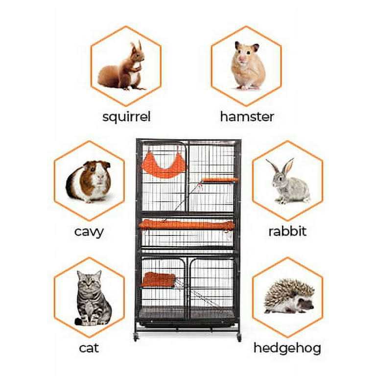 4-Tier Wire Cat Cage with Removable Wheels H7897