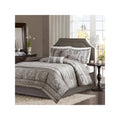 7 Piece Jacquard Comforter Set Grey Cal King R54409