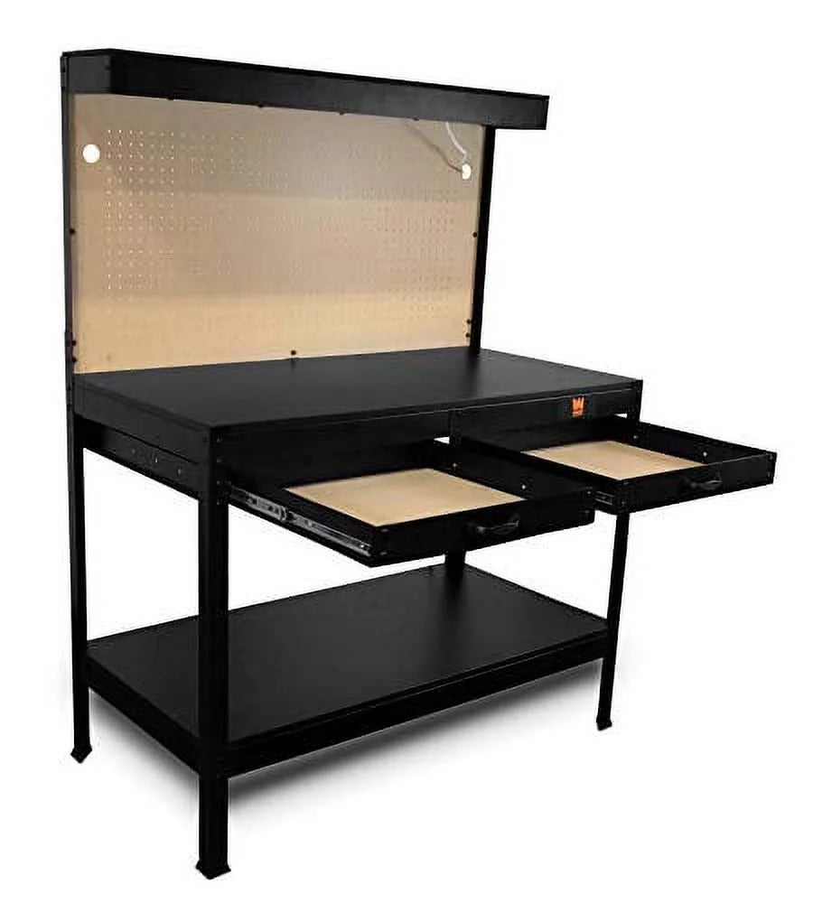 48 inch Steel Workbench with Power Outlets and Light H714
