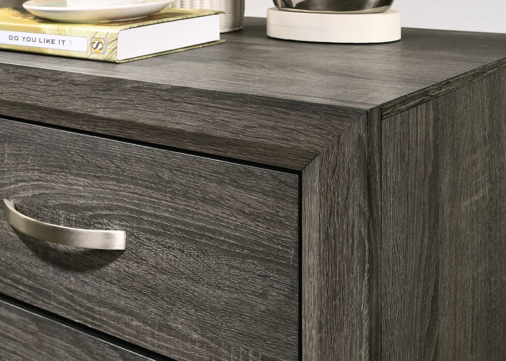 King Size Wood Bedroom Set with Bed Dresser Mirror Nightstand Chest D78738