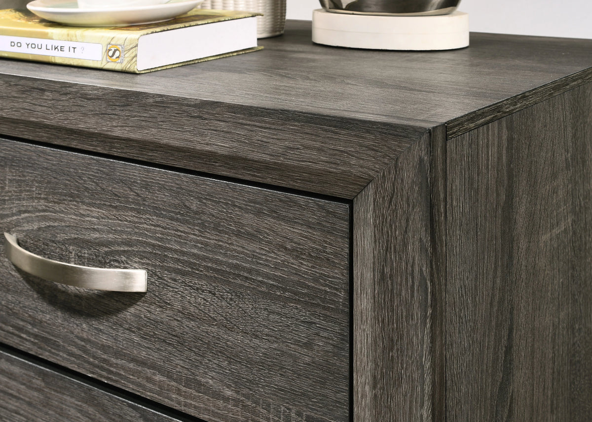 King Size Wood Bedroom Set with Bed Dresser Mirror Nightstand Chest D78738