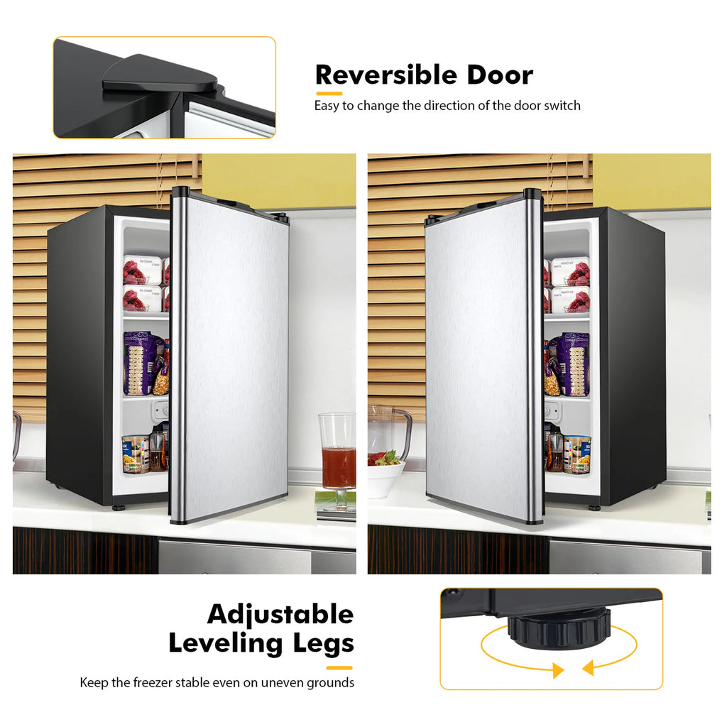 3 cu.ft. Compact Upright Freezer with Stainless Steel Door B3898