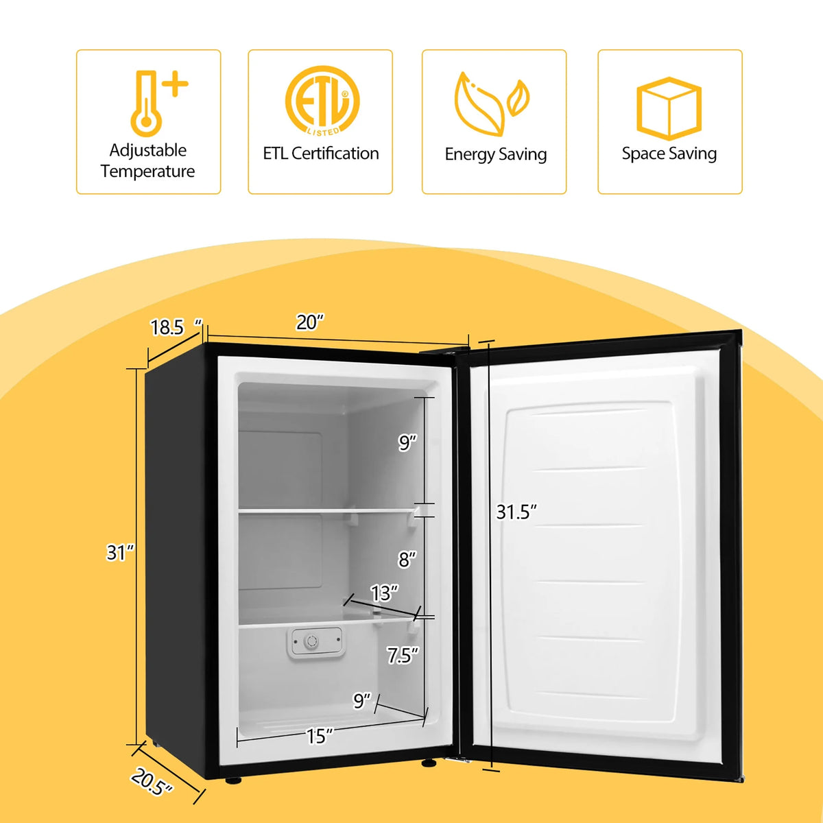 3 cu.ft. Compact Upright Freezer with Stainless Steel Door B3898