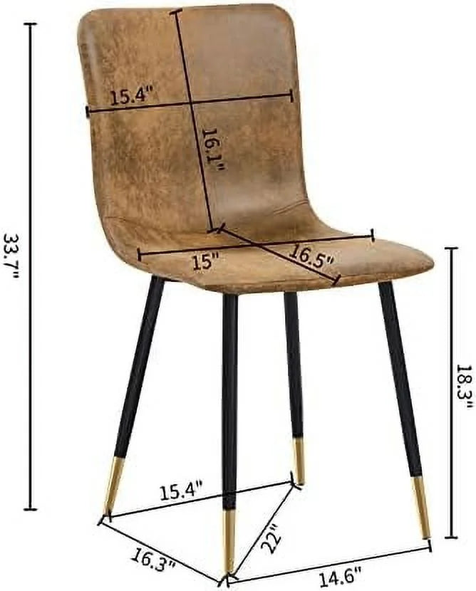 Industrial Dining Chair Set of 4 with Black Gold Metal Legs K338083
