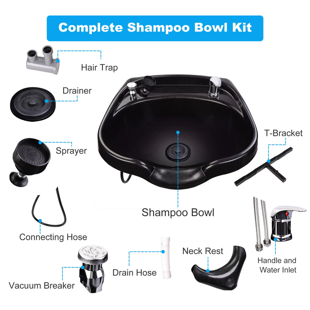 Shampoo Bowl with Vacuum Breaker and Neck Rest D9740