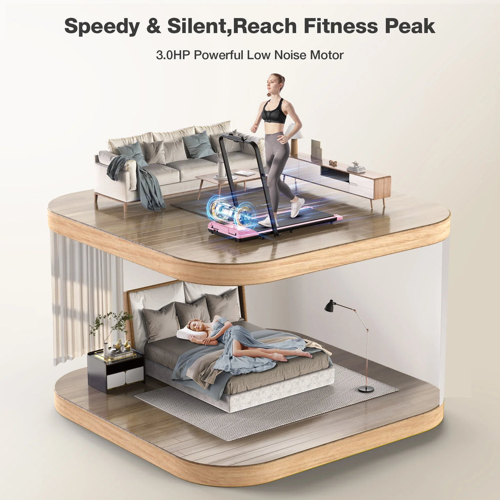 2 in 1 Folding Treadmill, 3.0HP Under Desk Treadmill, 265lbs Capacity I814
