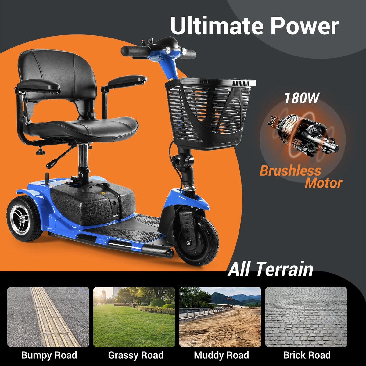 4 Wheels Portable Folding Power Mobility Scooter G566764