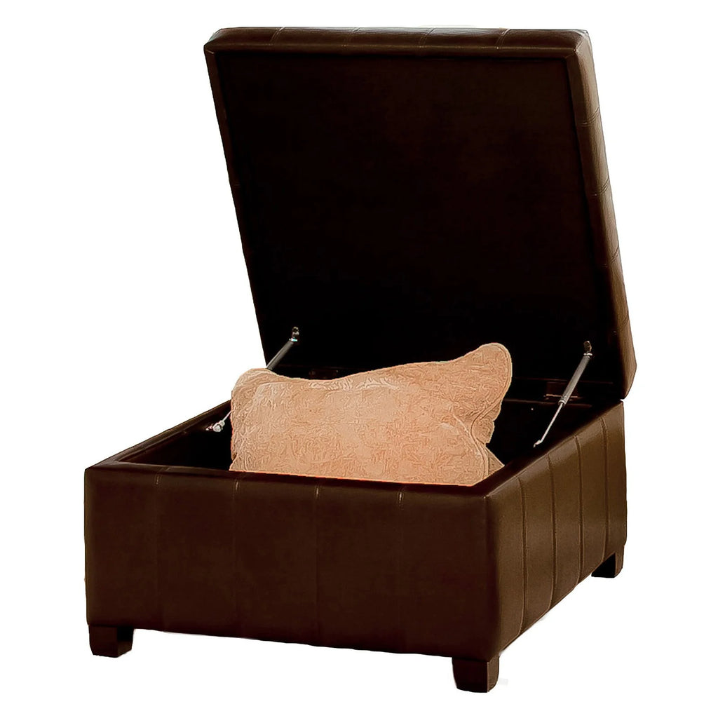 Tufted Leather Storage Ottoman A3698