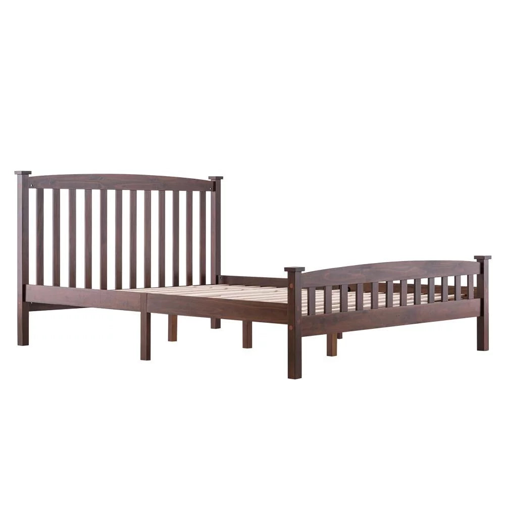 Walnut Full Wood Platform Bed with Headboard and Footboard F614