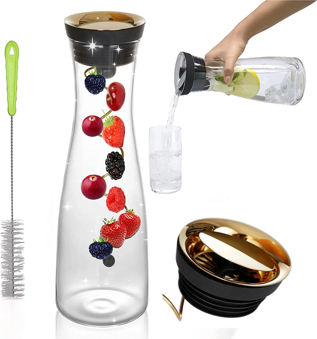 50 oz Glass Pitcher with Stainless Steel Lid and Brush D66343