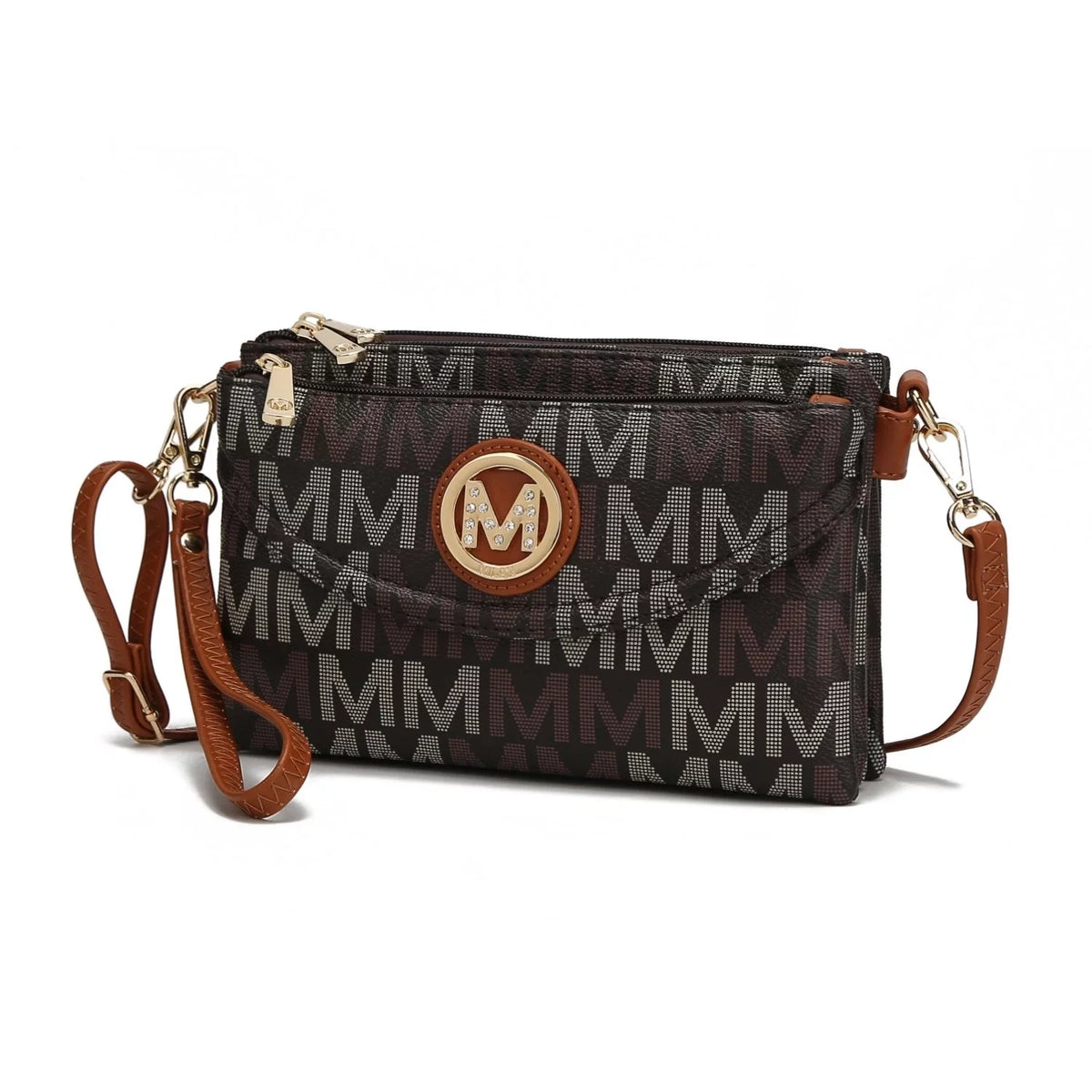 Beige Monogram Crossbody Handbag P1095