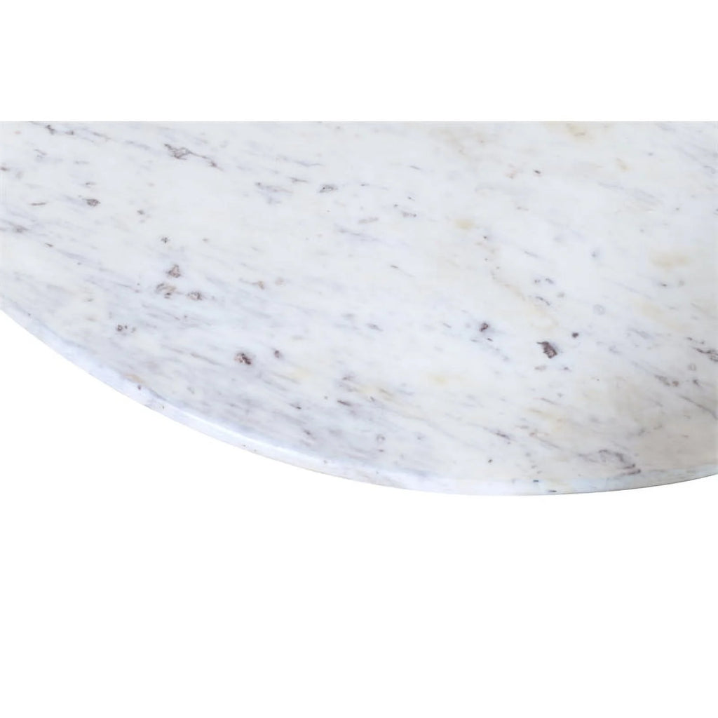 White 48" Marble Top Round Dining Table with Wooden Base Q7187