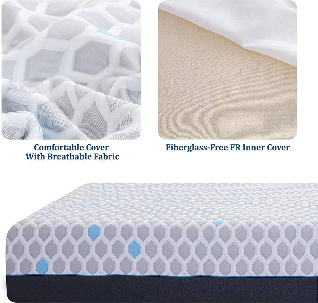 King 8 Inch Bamboo Charcoal Gel Memory Foam Mattress U713