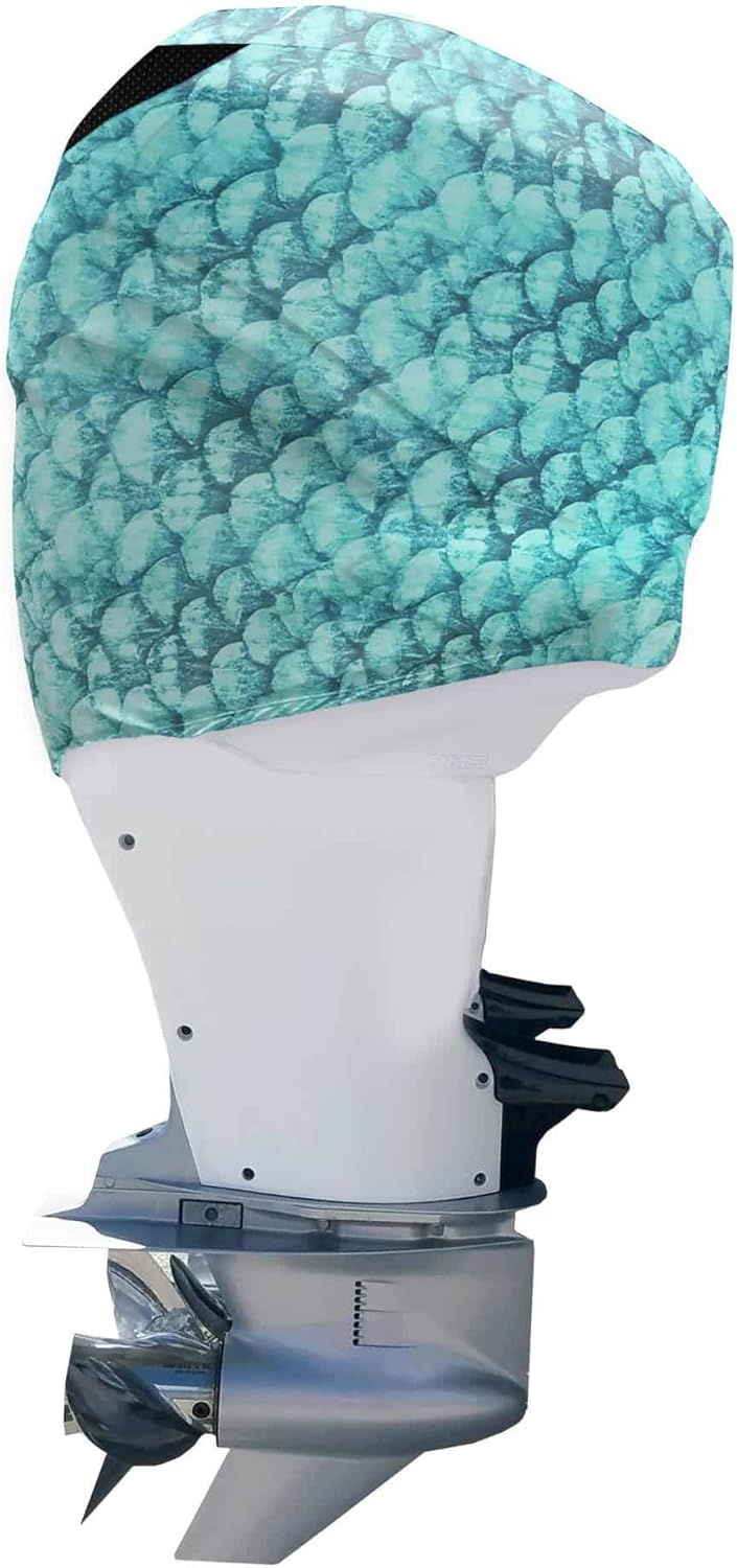 Blue Green Fish Scales Outboard Motor Cover N87122