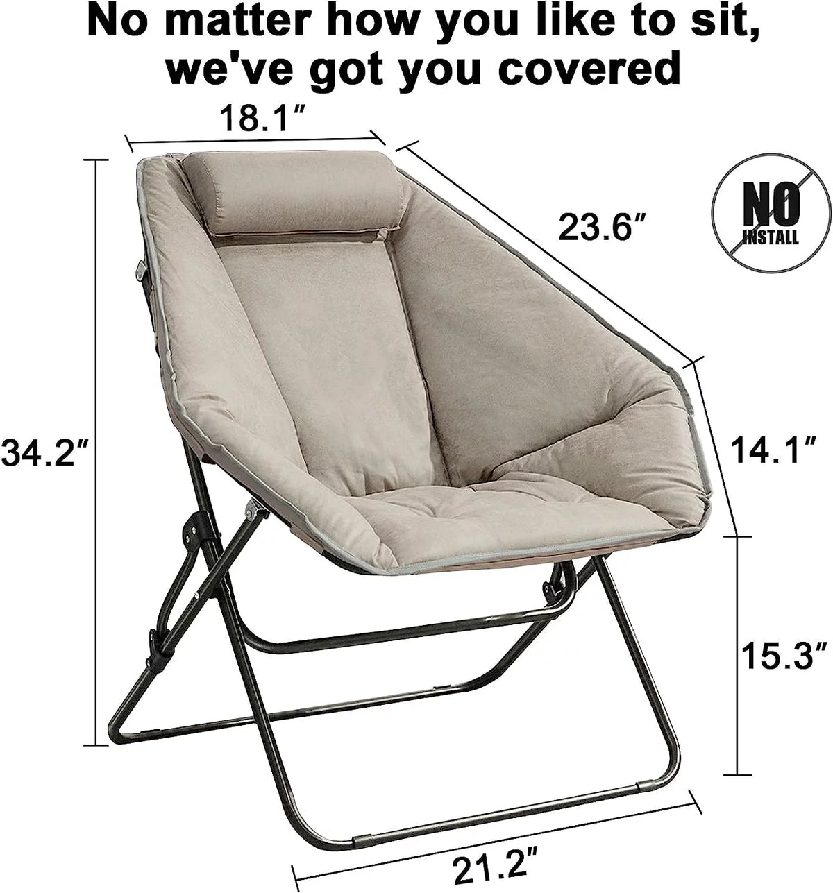 Foldable Gray Saucer Chair X366979