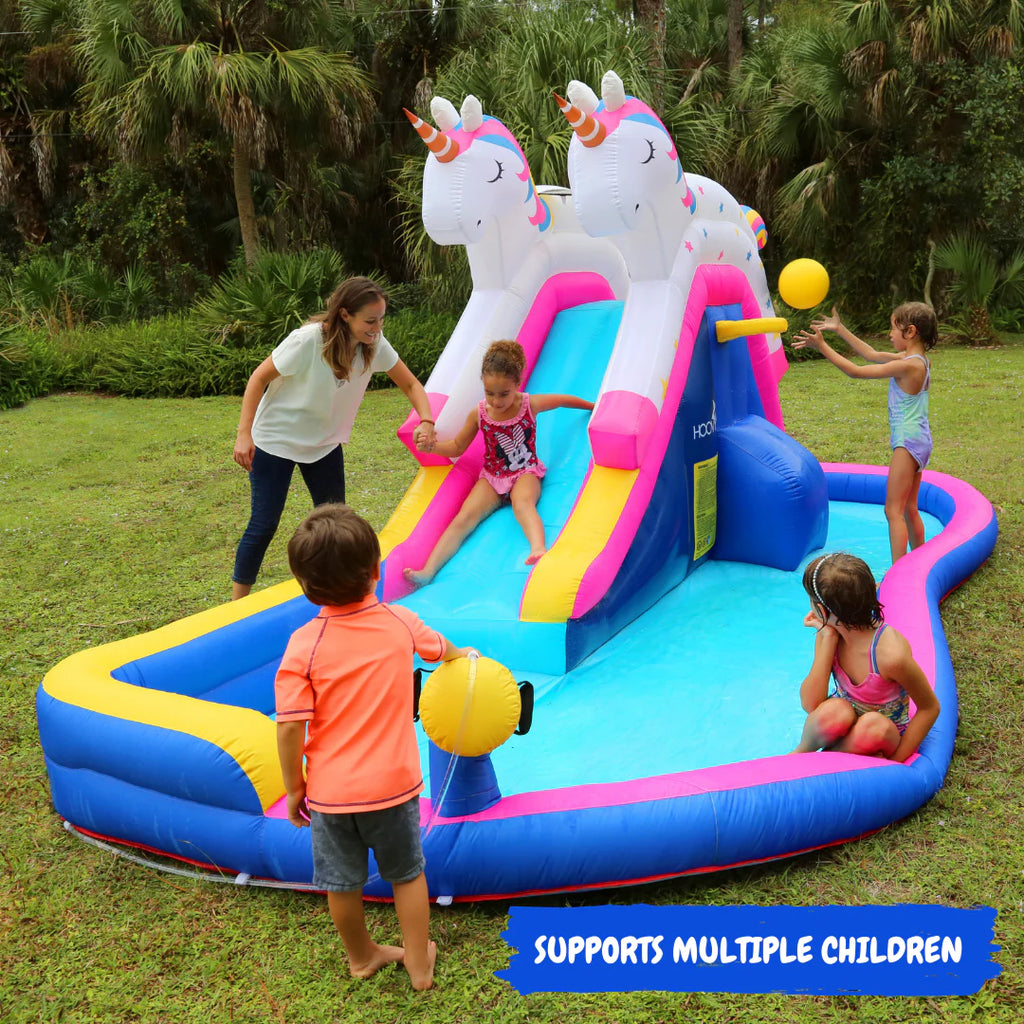 Giant Inflatable Unicorn Slide with Side Pool R321512