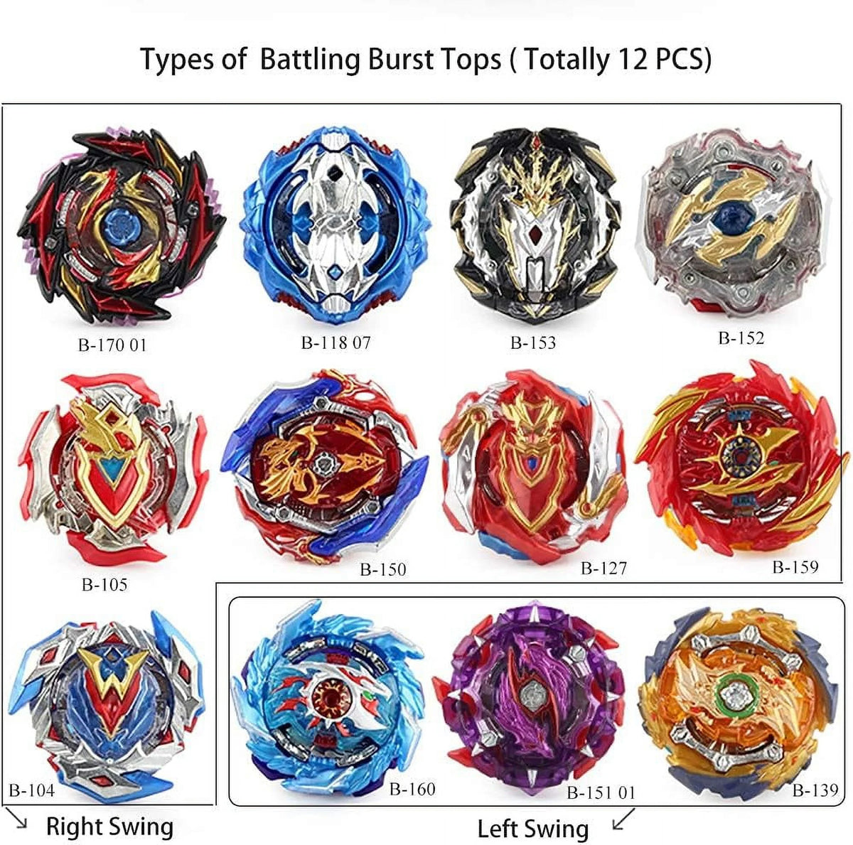 Bey Battling Top Blade Burst 12 Pieces Pack with 4D Launcher Grip R399
