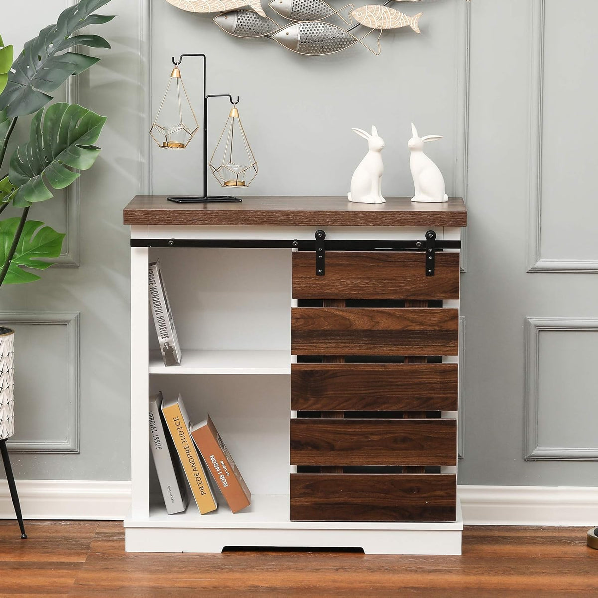 White 22 inch Wood Bathroom Floor Storage Cabinet with 4 Drawer B559