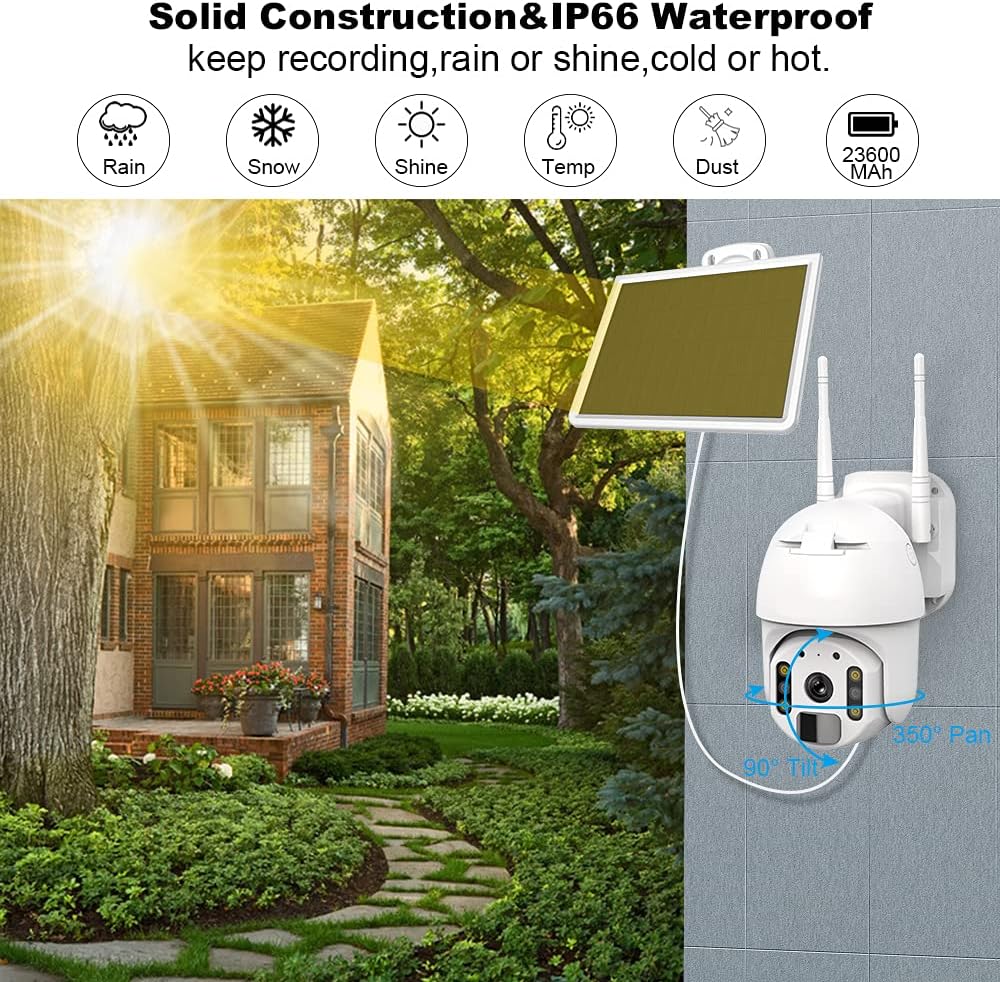 Wireless Solar Security Camera 1080P Color Night Vision N647