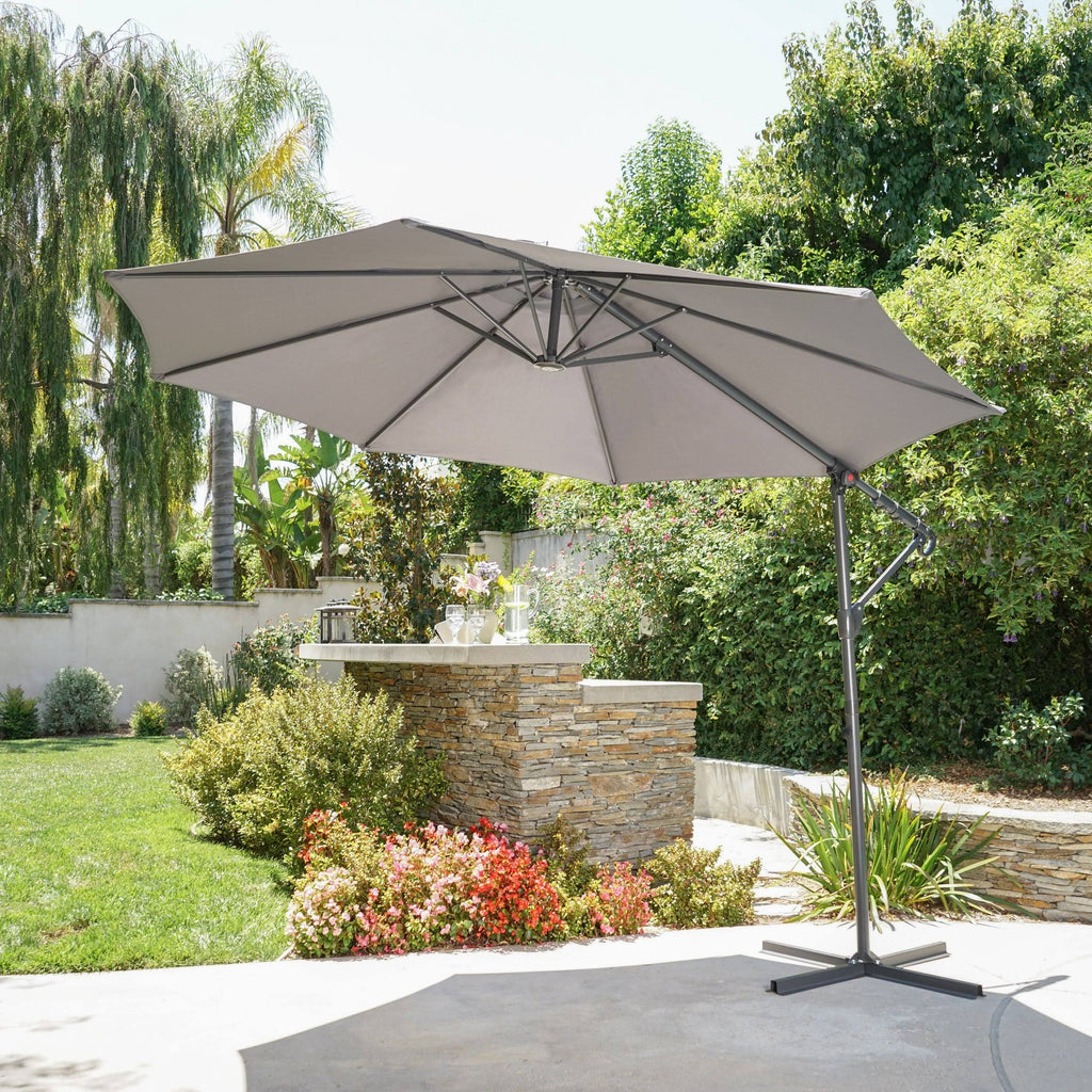9.5-Foot Steel Canopy Umbrella with Base D470258