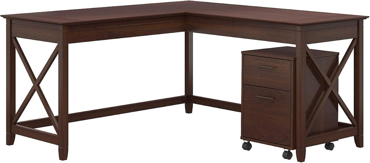 60W L Shaped Desk with Mobile File Cabinet Y64219