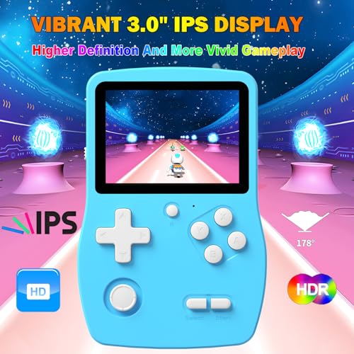 Blue Handheld Games with 3.0" IPS Screen and Rechargeable Battery B856