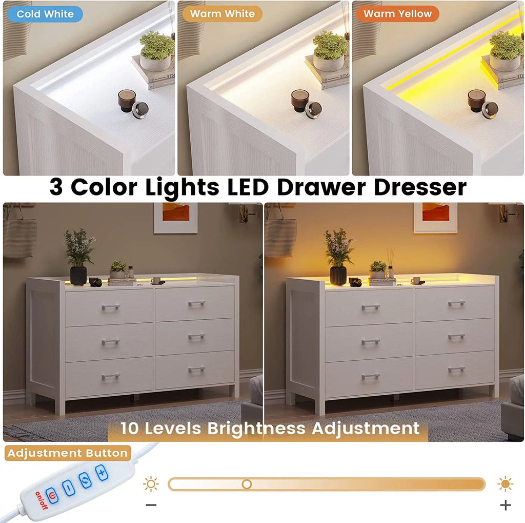 White 6 Drawer Wooden Dresser O610