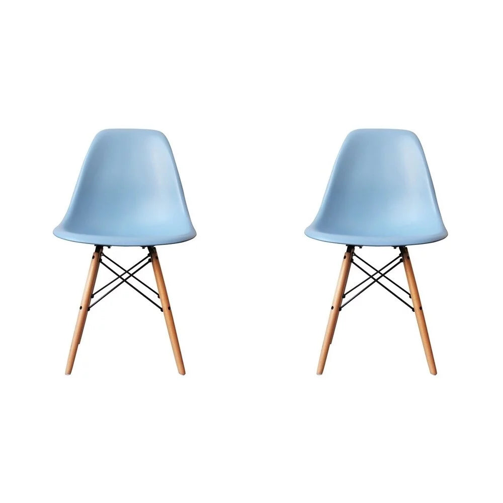 Black Acrylic Dining Chair with Wood Legs Set of Two Q25866