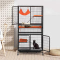 4-Tier Wire Cat Cage with Removable Wheels H7897