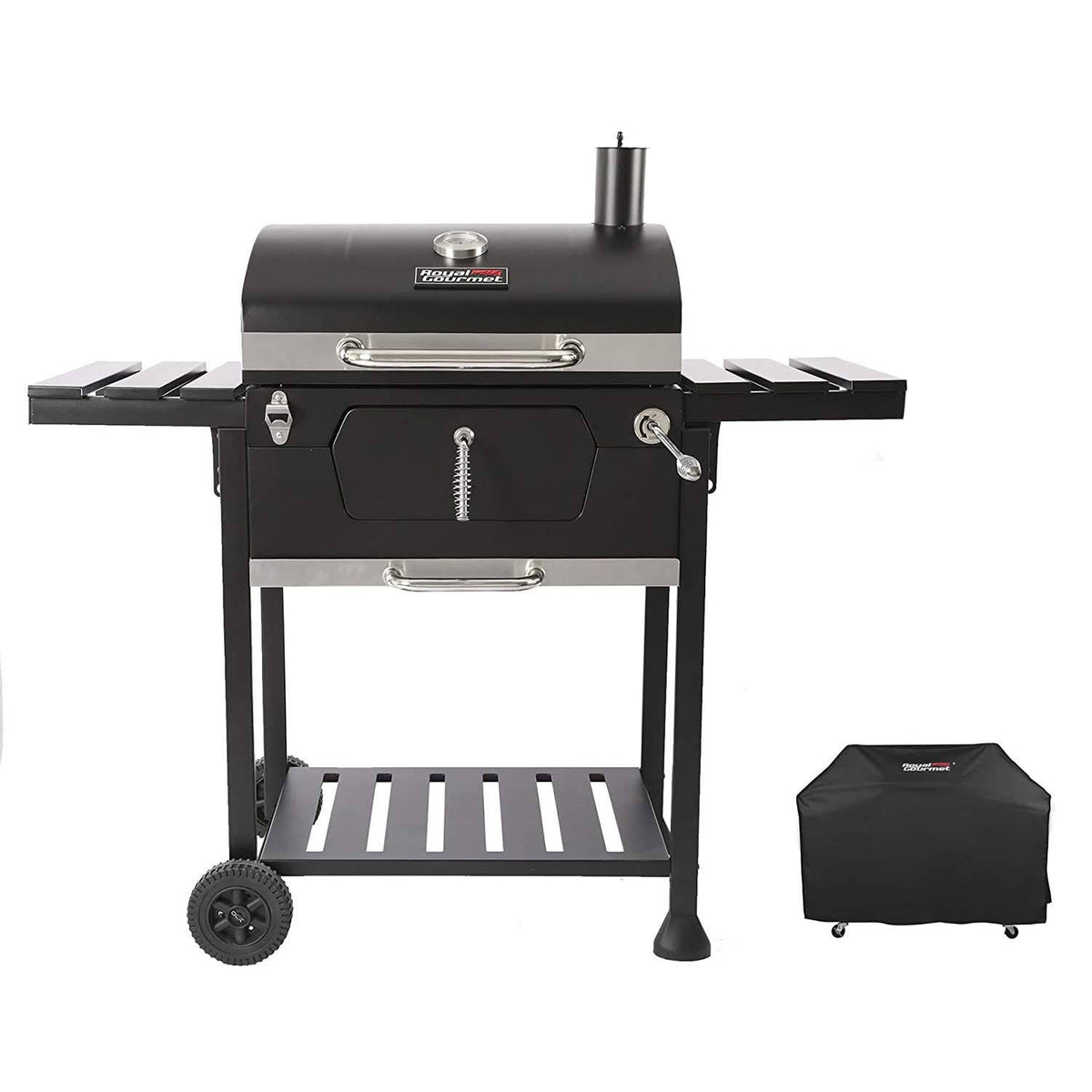 24-inch Charcoal BBQ Grill with Cover, Black W38953