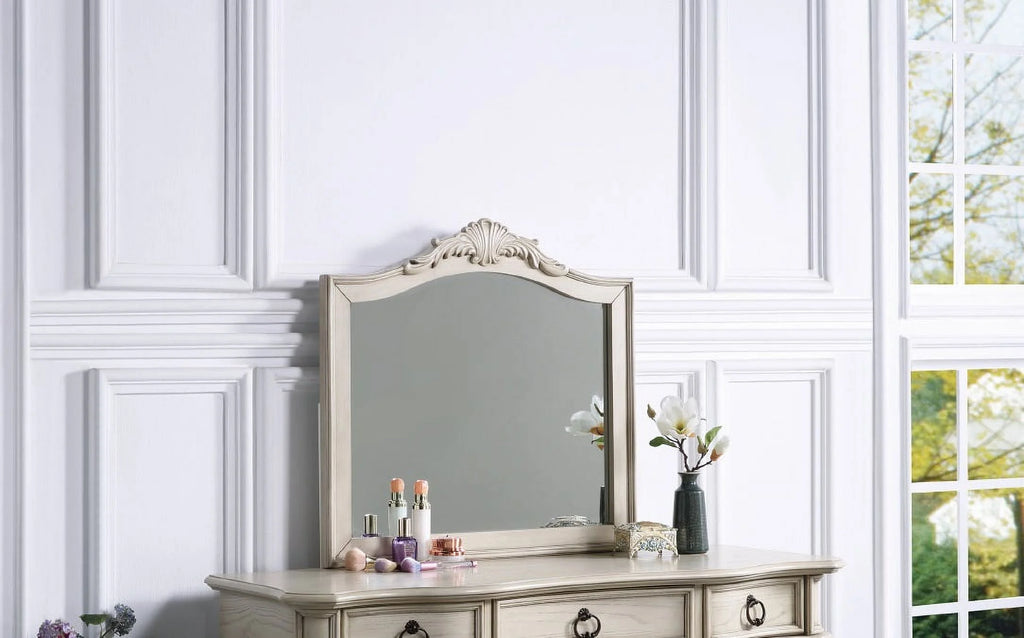 Antique White Vanity Set with Stool and Mirror B336549