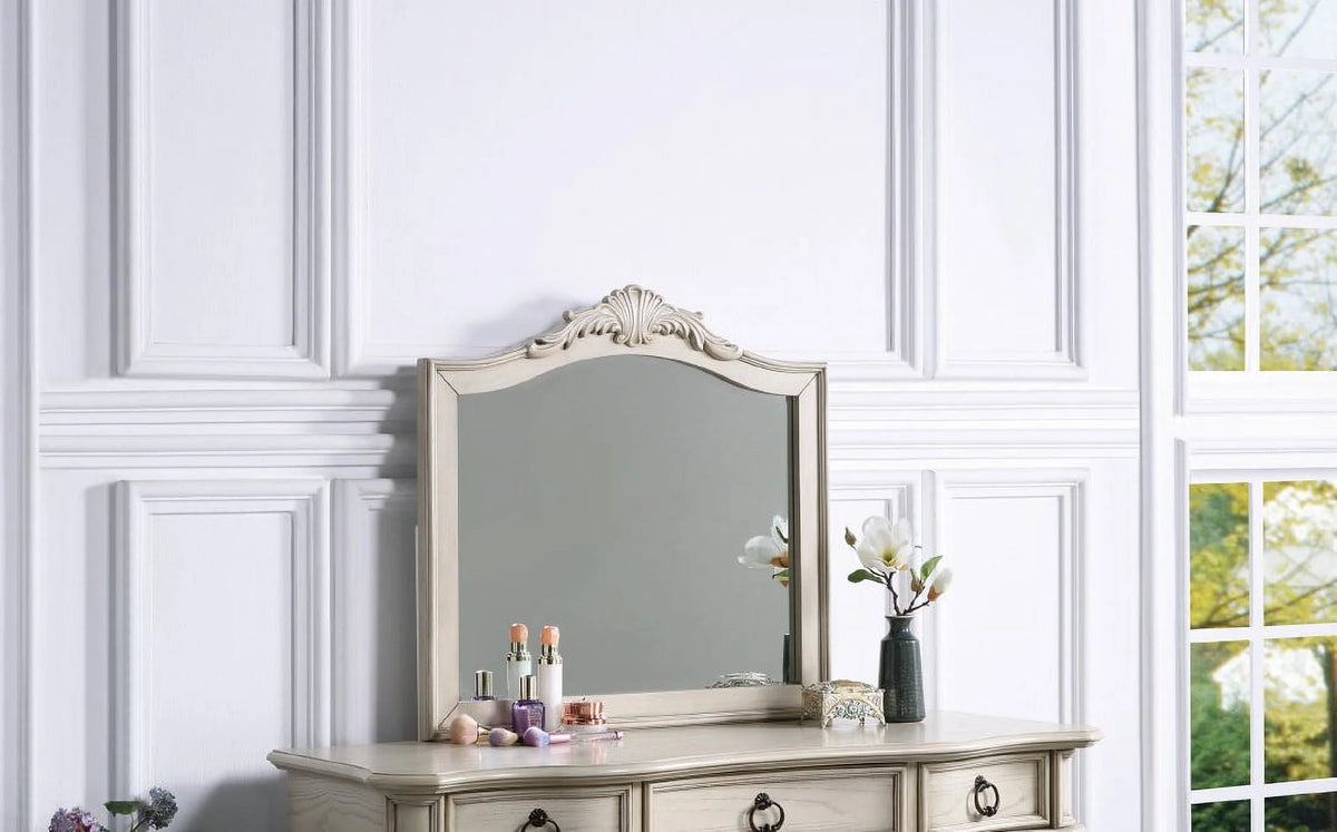 Antique White Vanity Set with Stool and Mirror B336549