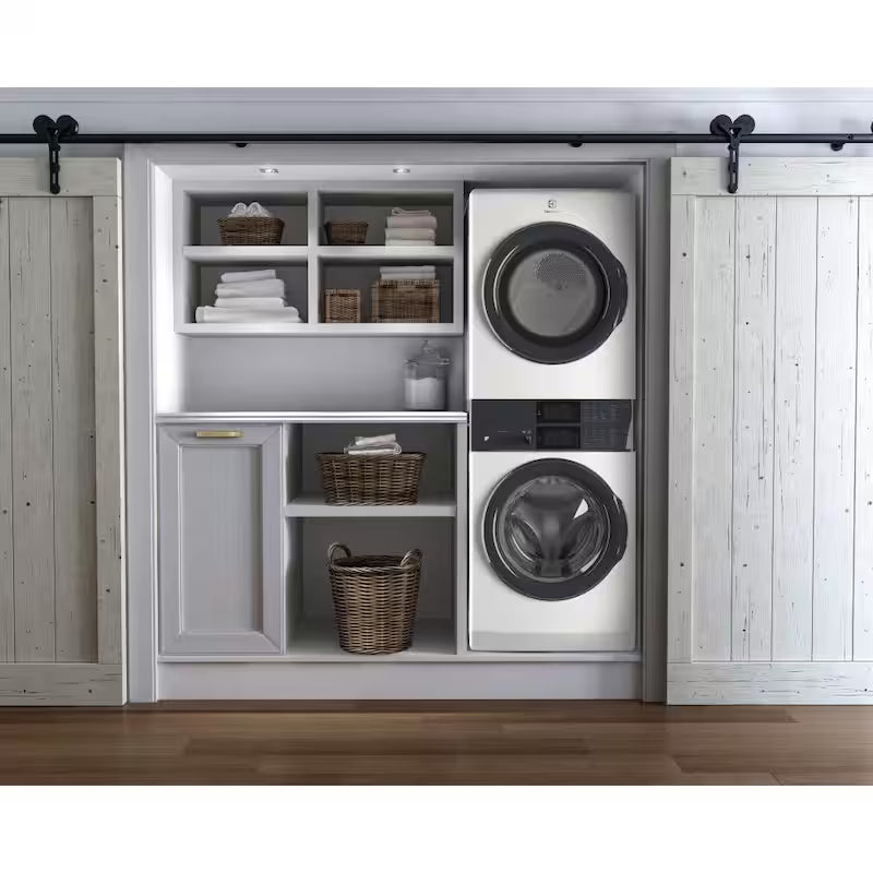 White Stacked Washer and Gas Dryer Laundry Tower A654098