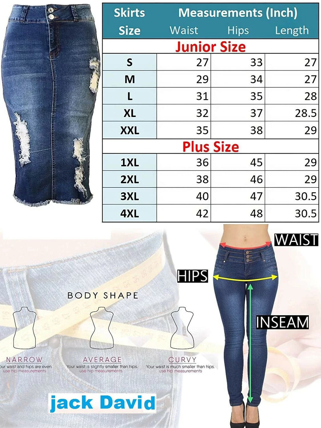 Plus Size Midi Ripped Denim Jean Skirt O248432