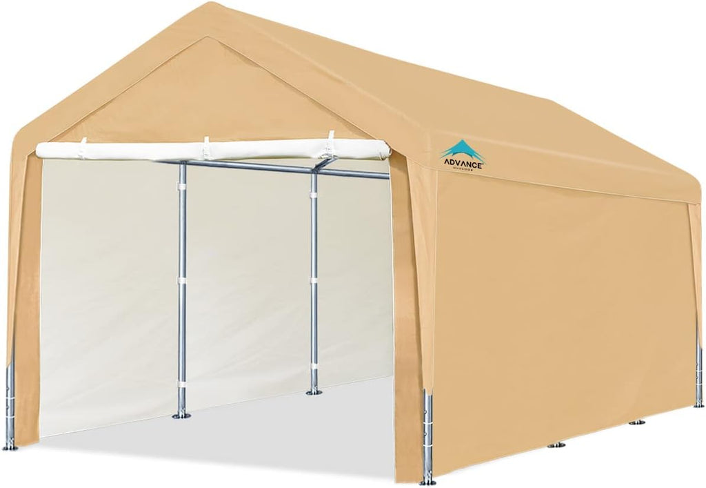 10x20 ft Heavy Duty Carport Canopy with Removable Sidewalls and Doors, White B354