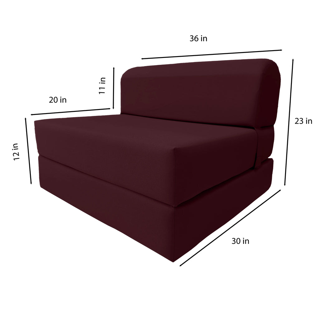 Burgundy Folding Foam Sleeper Chair A544