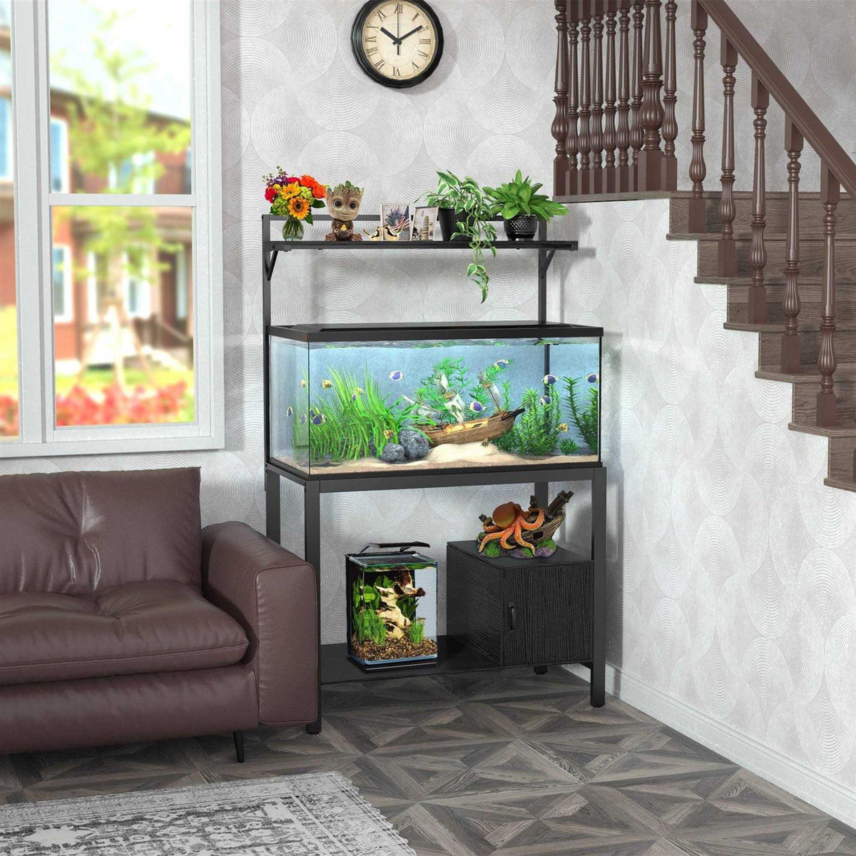 40-50 Gallon Fish Tank Stand with Plant Shelf T9797