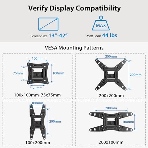 Full Motion TV Monitor Wall Mount Bracket Articulating Arms Swivel Tilt for 13-42 Inch LED LCD Flat Curved Screen TVs H9836