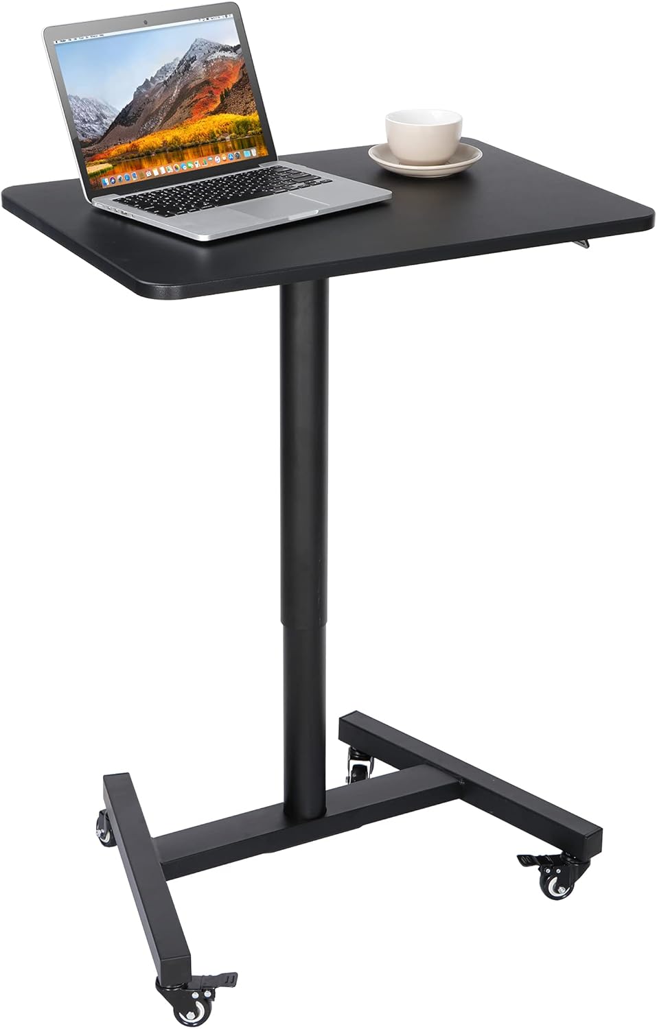 28 Inch Pneumatic Height Adjustable White Standing Desk Cart P669