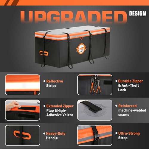 Waterproof 20 Cubic Feet Hitch Cargo Carrier Bag with 8 Straps Y653