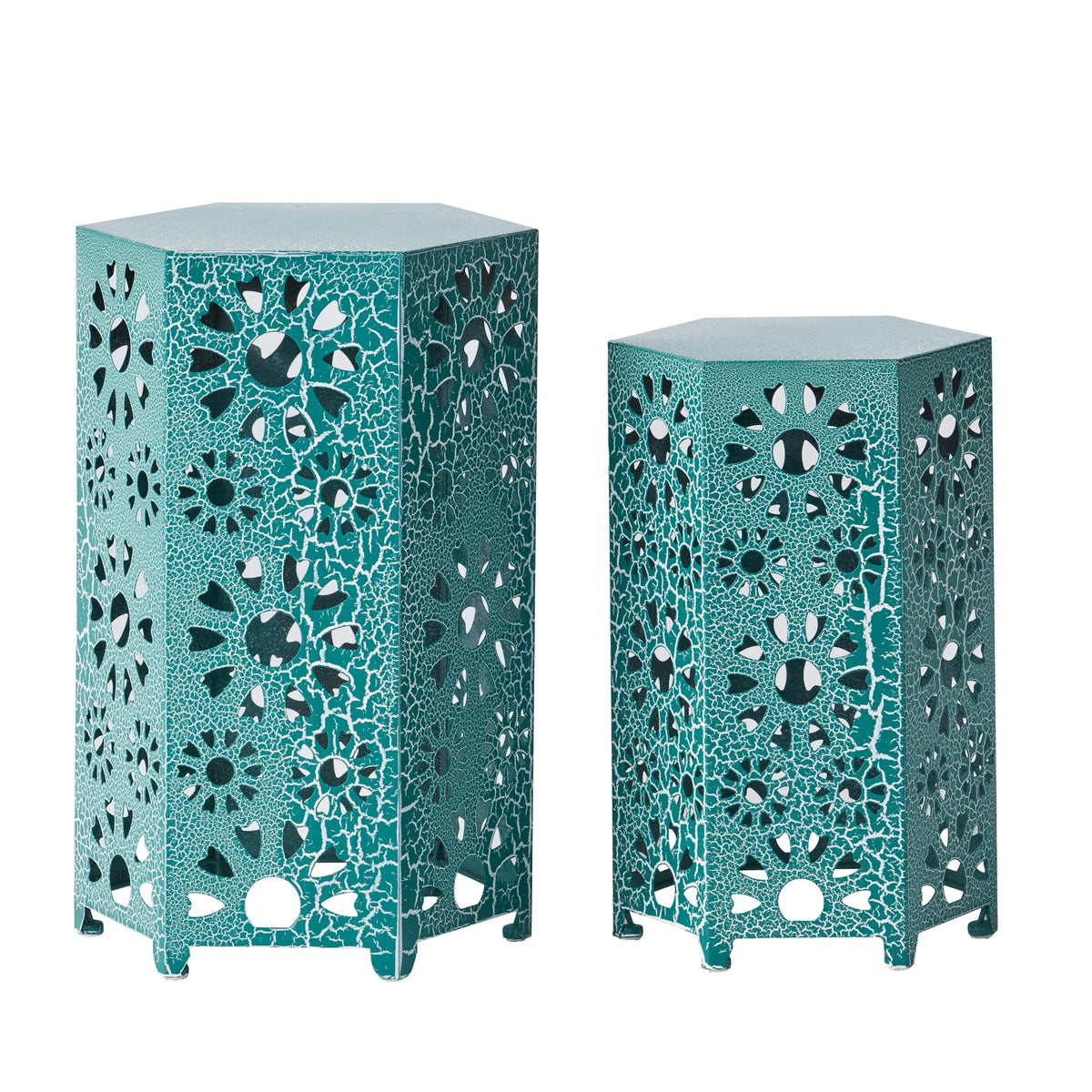 12 Inch and 14 Inch Iron Side Table Set U414