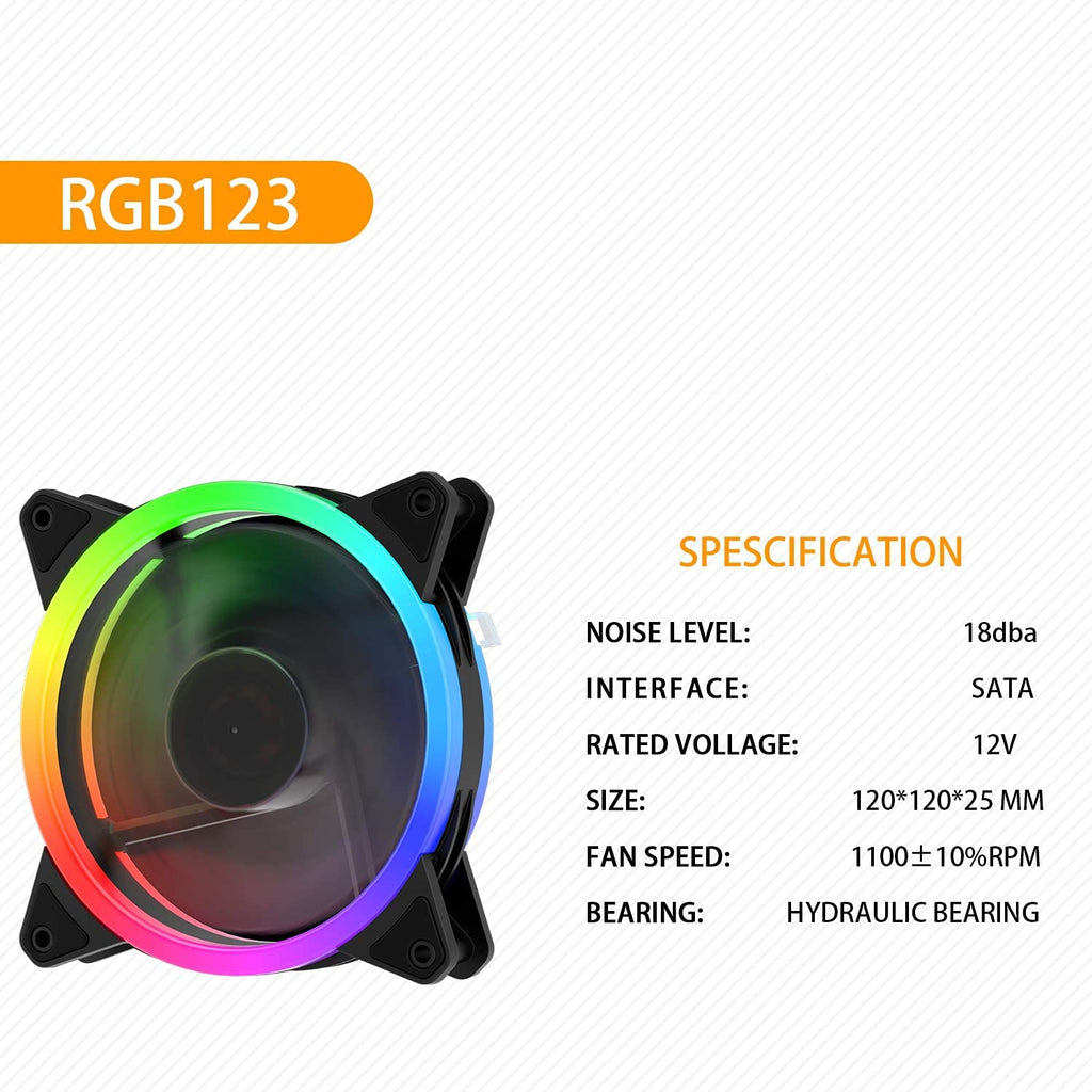 120mm RGB Computer Case Fan 3-Pack Black S308