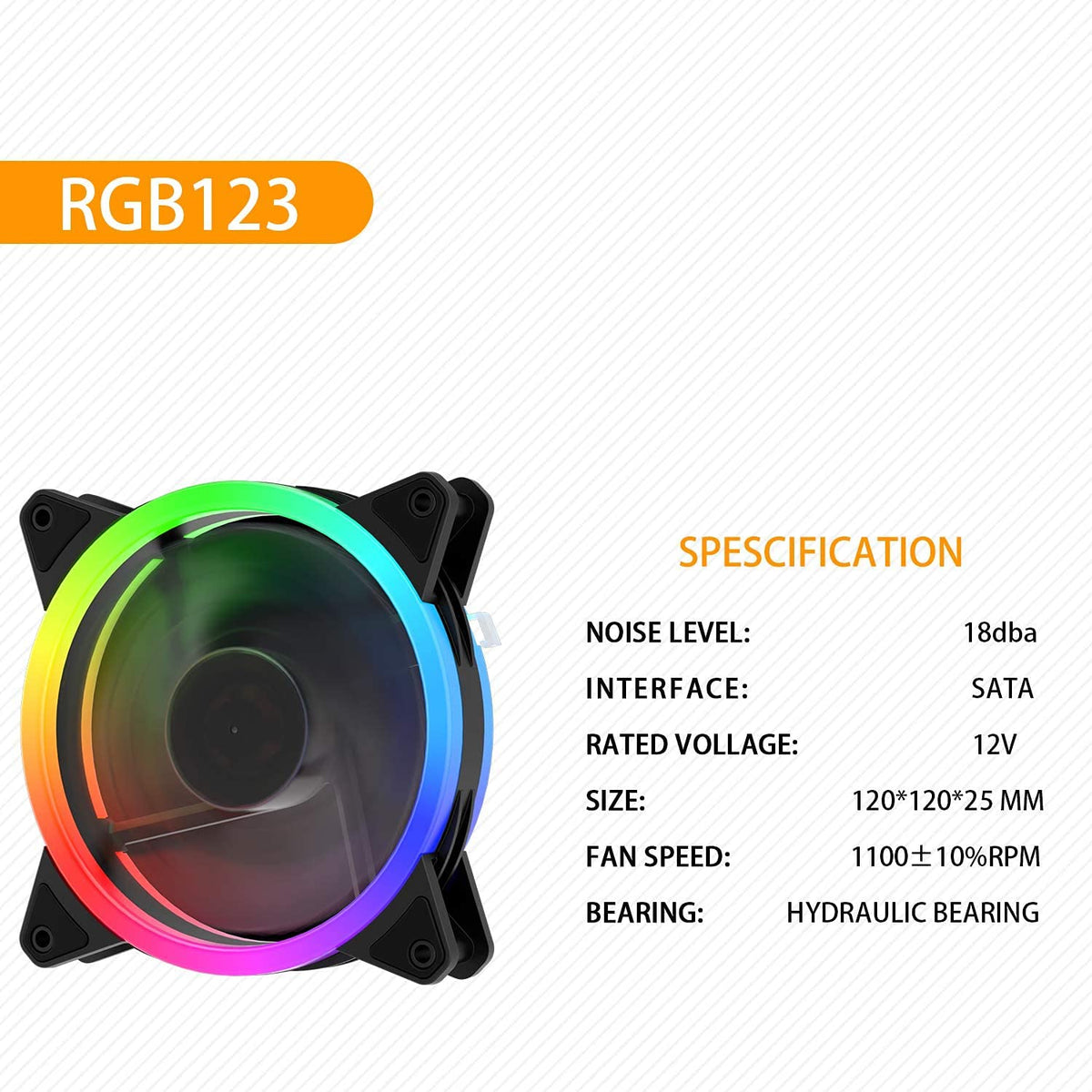 120mm RGB Computer Case Fan 3-Pack Black S308